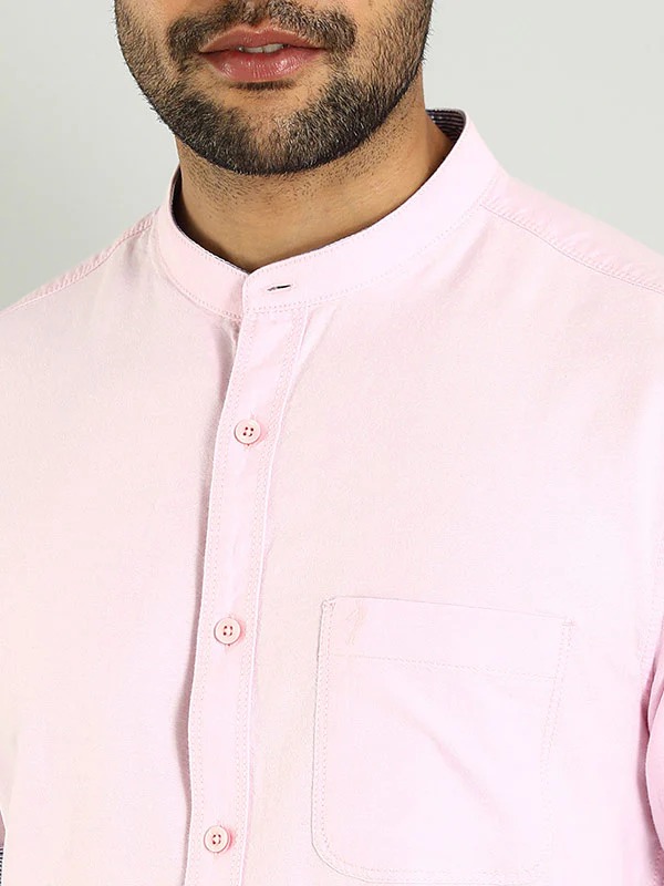 Indian Terrain Men's Regular Fit Full Sleeve Solid Pink Shirt